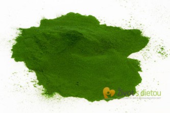 Zeleně zbarvený prášek jako finální produkt